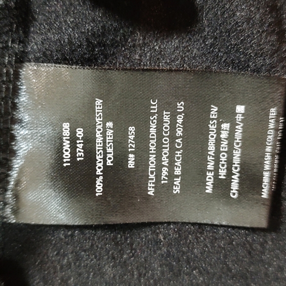 Men's M Affliction Embroidered Jacket 100% Polyester Black White - Picture 6 of 6